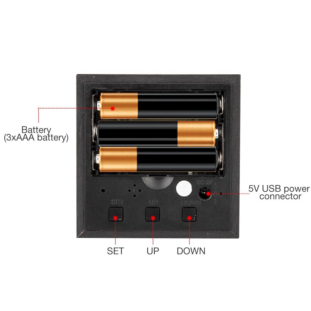 Wooden Clock Kecil/Small - Lampu Kayu Led Elegant Random