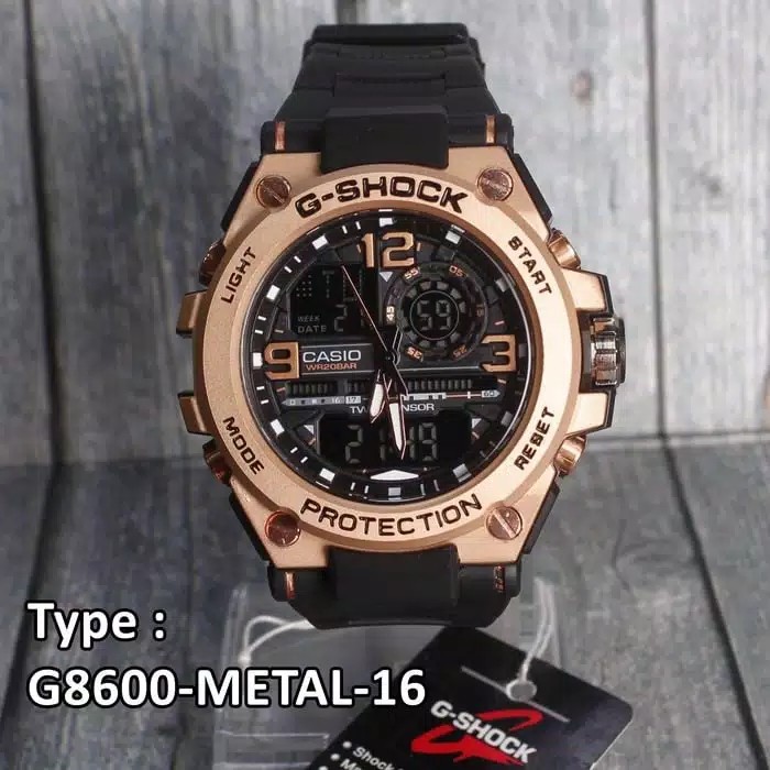 BISA COD !!!! JAM TANGAN PRIA G-SHOCK CASIO METAL RUBBER GST 8600 DUAL TIME / JAM TANGAN