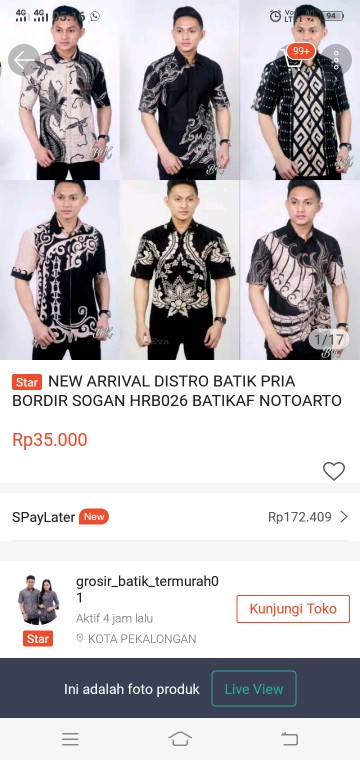 Tey-17 Batik Wanita Asj Sa Hrb026 Kenongo Kemeja Tosca Pendek