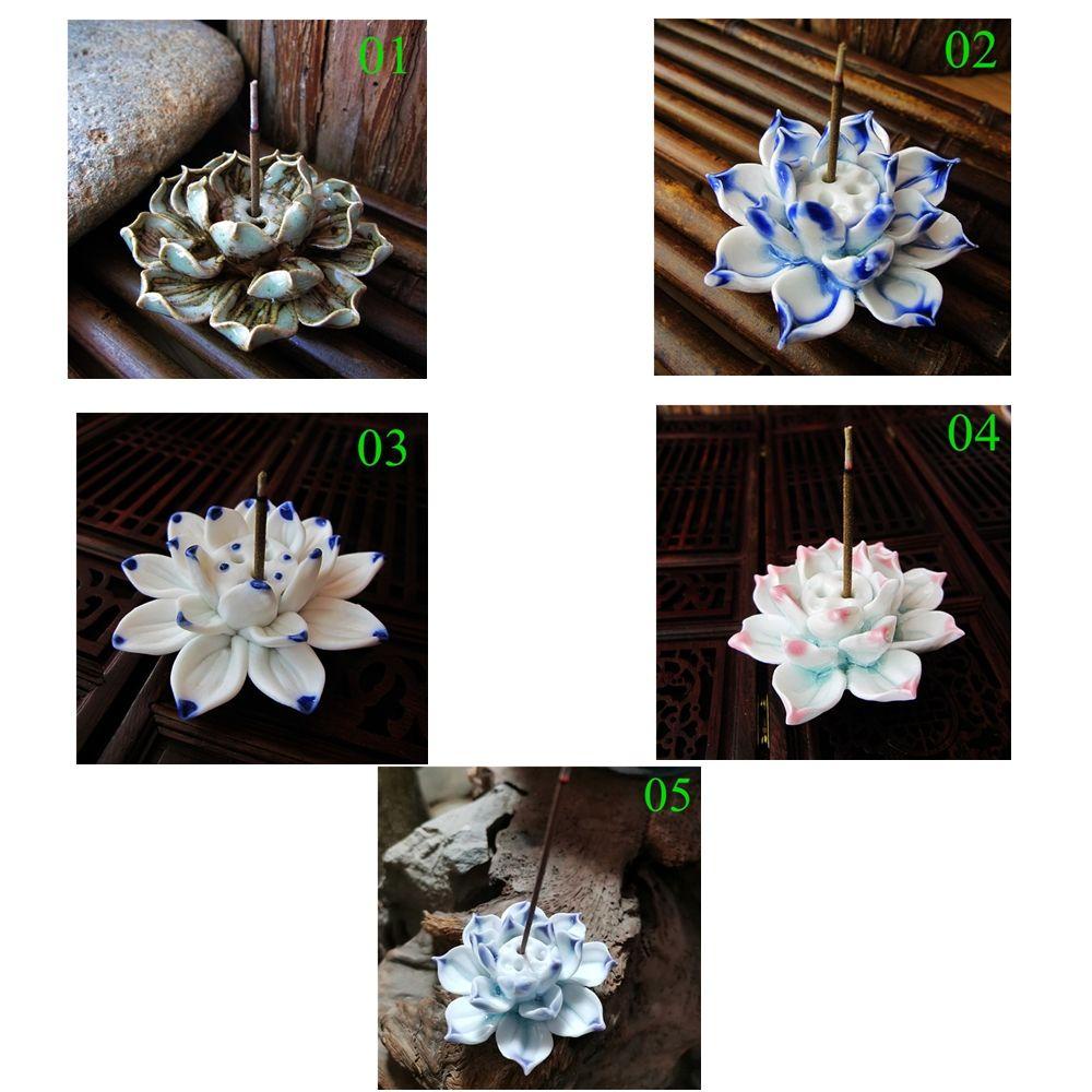 Populer Tempat Burner Keramik Gadget Buddhisme 2in1 Lotus Teahouse Ornament Tempat Dupa