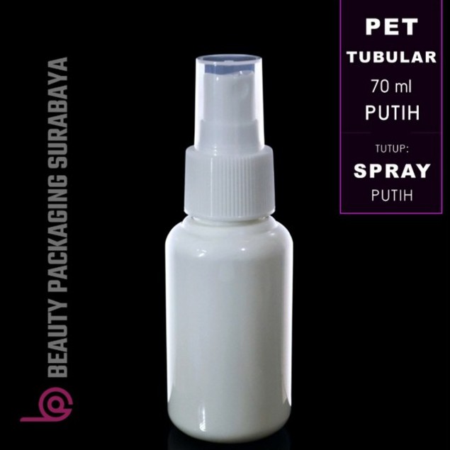 Botol Plastik PET 70ml Tubular Putih Tutup Spray