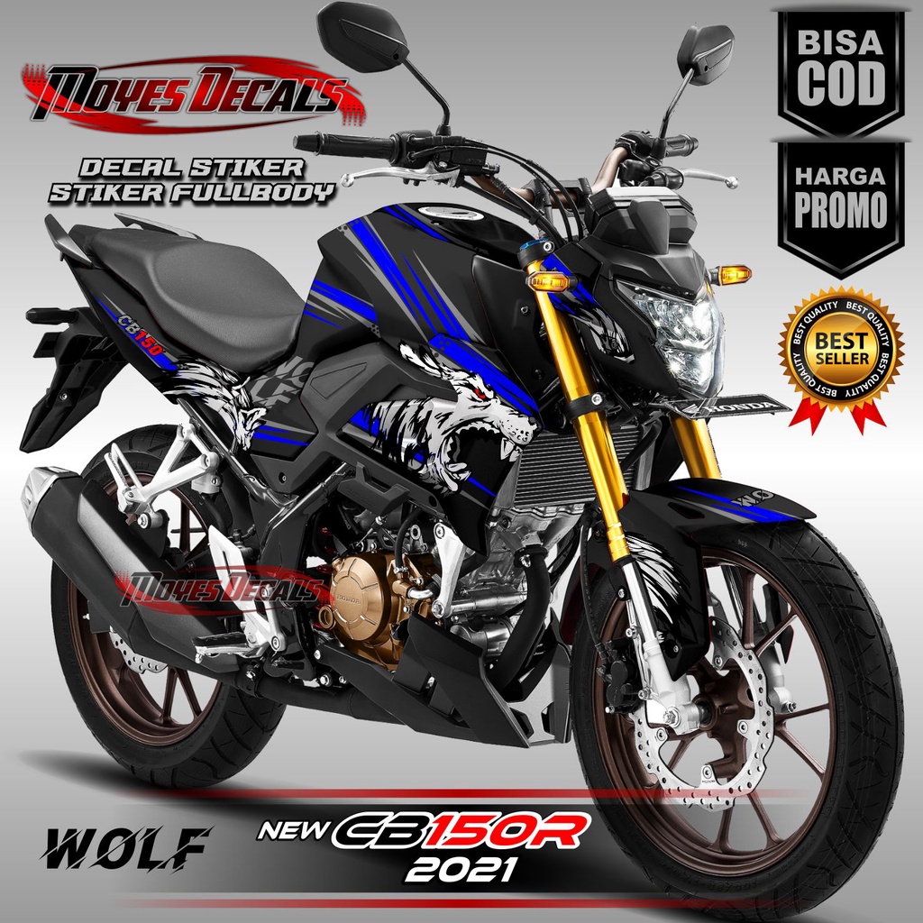 Decal Stiker Cb150r 2021 New Fullbody - Motif Wolf Terbaru Srigala Keren Biru