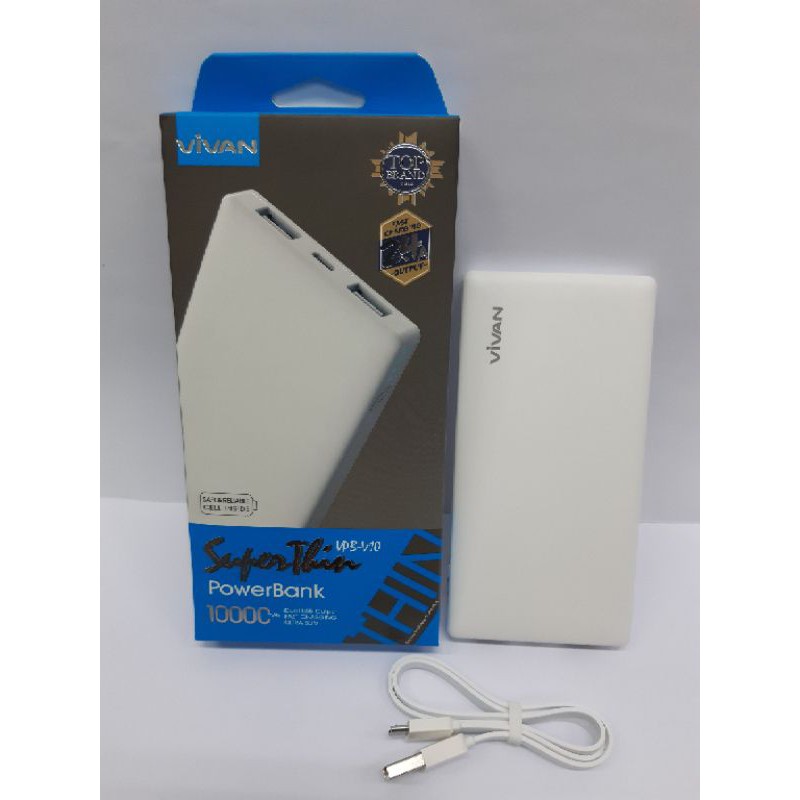 Power Bank VIVAN SuperThin VPB-V10(10.000mAh) Dual USB Output Fast Charging Ultra Slim