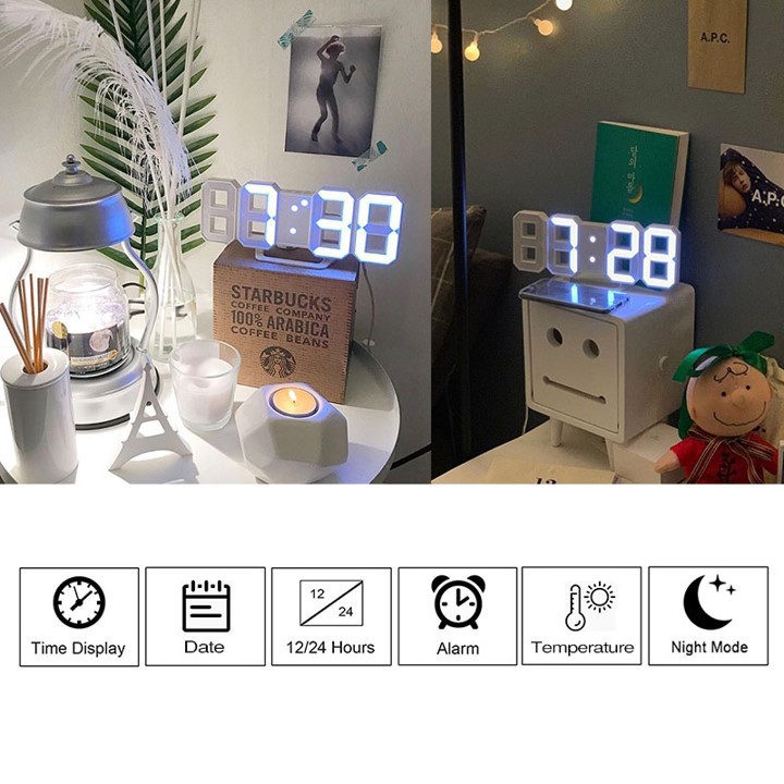 Jam LED Digital Alarm Clock 3D Jam Weker Meja Dinding LED Digital Unik