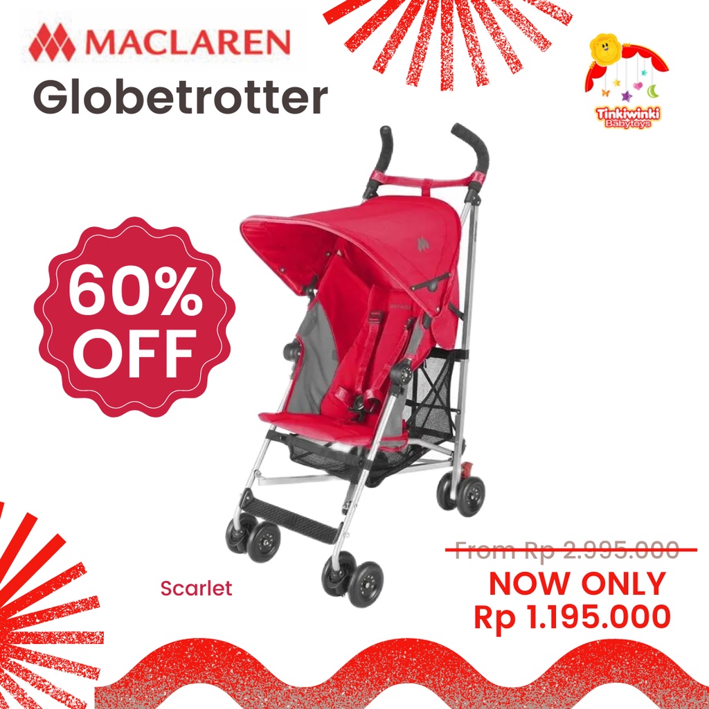 SUPER SALE 50% OFF - Stroller Maclaren Globetrotter scarlet