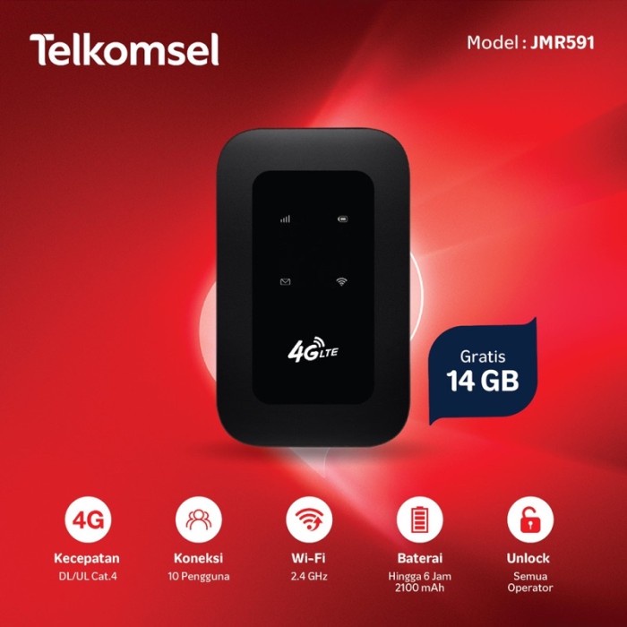 MIFI MODEM WIFI 4G ALCATEL MW40 UNLOCK FREE PERDANA TELKOMSEL 14GB