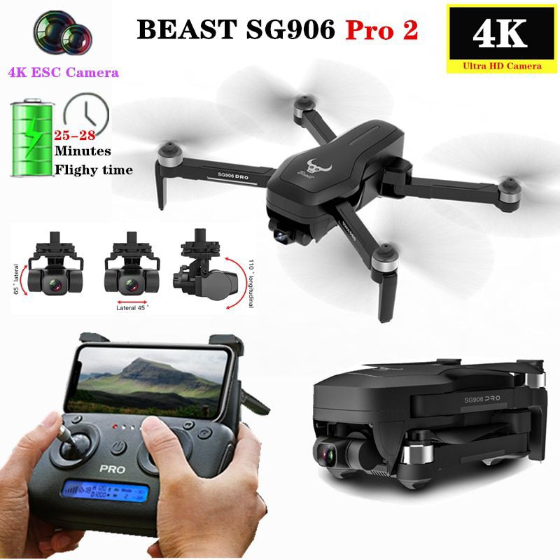 Beast SG906 Pro2 GPS Drone 4K HD Dual Camera 5G WIFI 3-axis Gimbal 50X Zoom