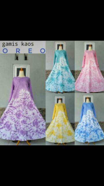 Gamis Kaos Oreo Jumbo Busui Kancing Depan / Longdress Kaos Tie Die Muslimah Tie Dye Tye Dye Tay Day