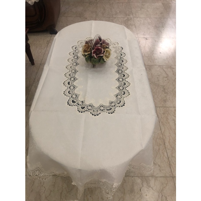 Taplak Meja Makan - Taplak Meja Makan Oval 4 Kursi