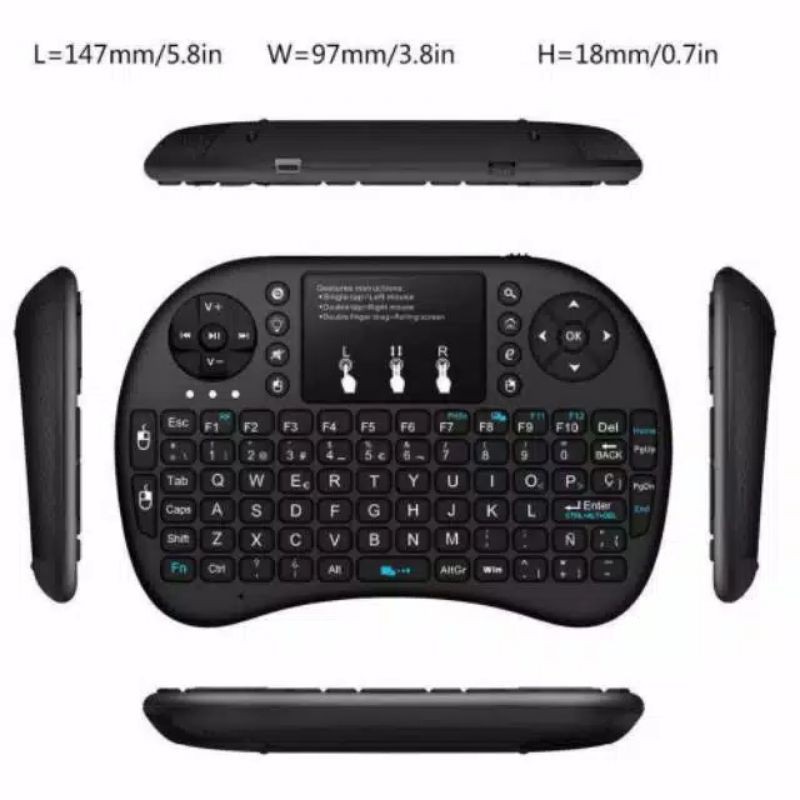 Keyboard Keypad Mini Wireless 2.4GHz Touch Pad Fungsi Mouse i8