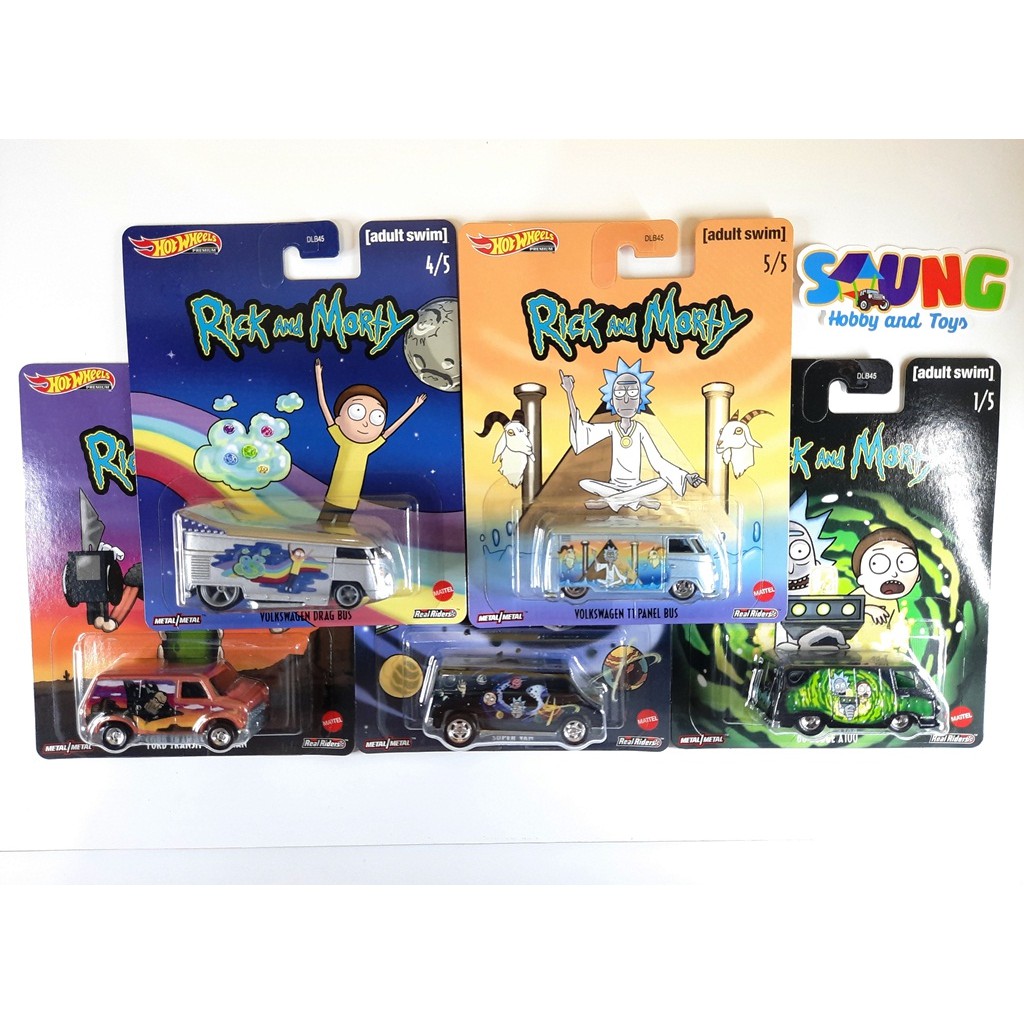HOTWHEELS RICK & MORTY SET DRAG BUS VW T1 PANEL DODGE SUPER VAN - HOT WHEELS PREMIUM MURAH