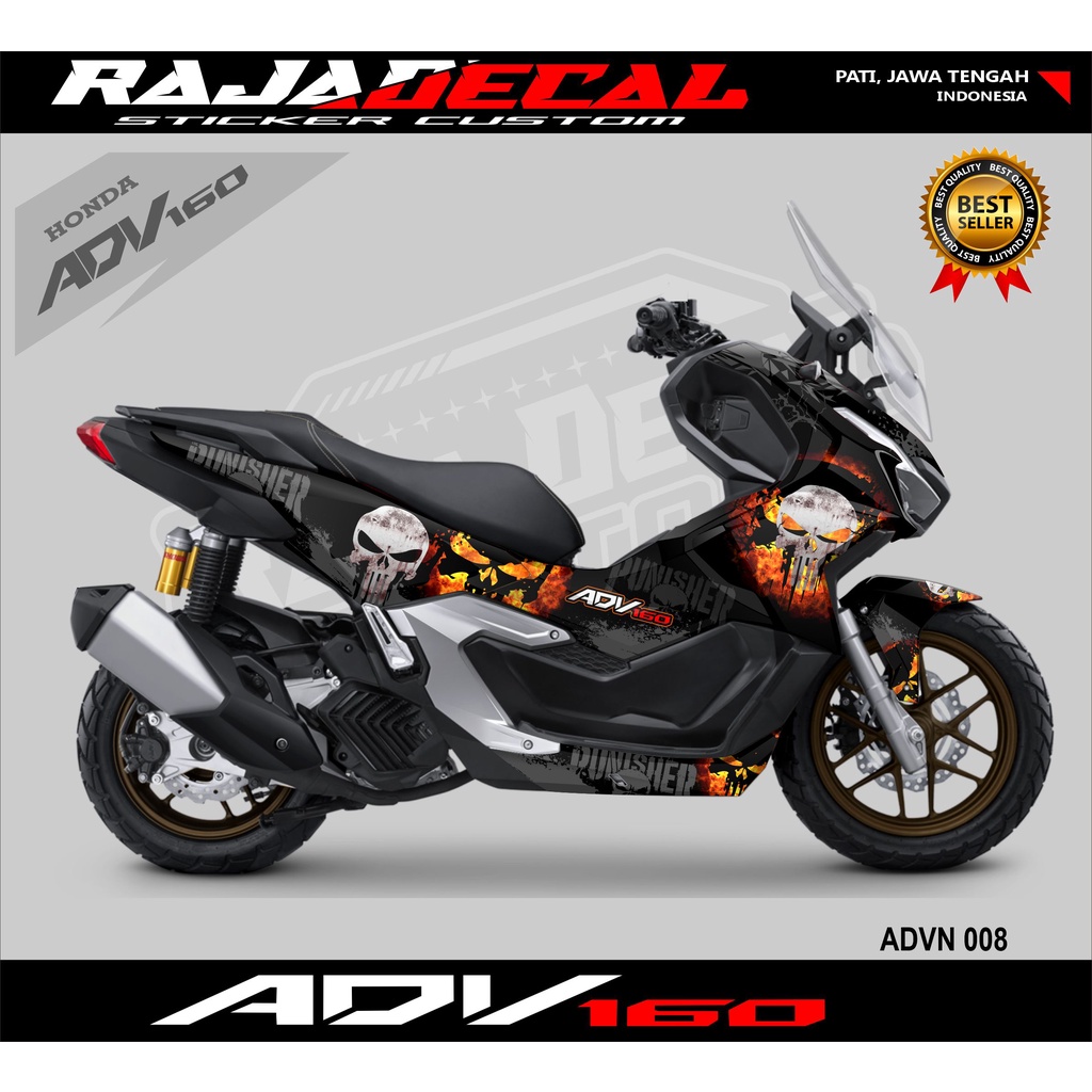 Modifikasi Honda ADV 160 2022-Stiker Dekal ADV 160 Disain Motif Punisher ADVN 008