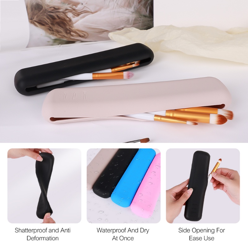 1 Pc Tas Penyimpanan Brush Makeup Bahan Silikon Tahan Air Untuk Travel