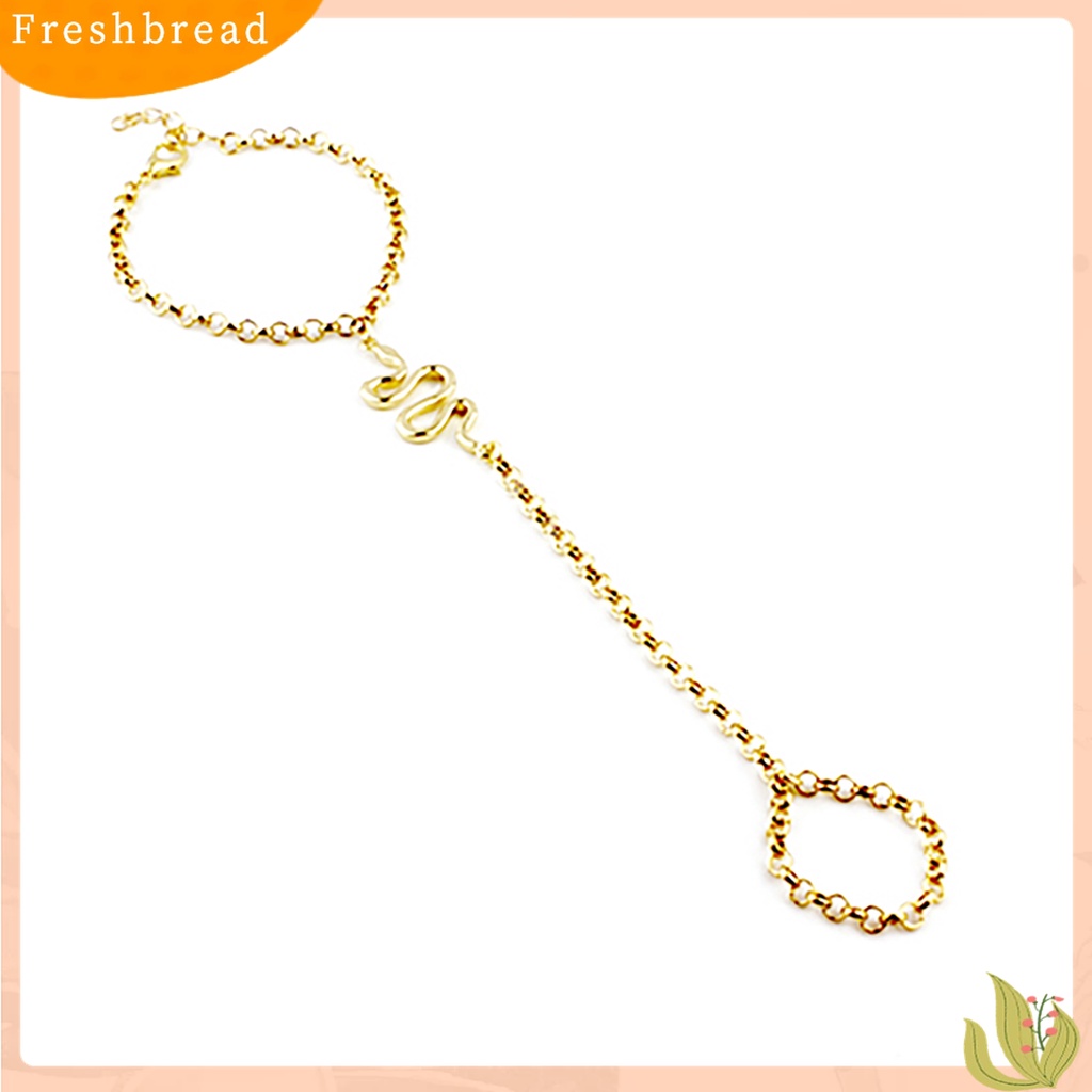 [Fresh] Gelang Tangan Kait Cincin Harness Motif Ular Simple Bahan Metal Warna Gold untuk Wanita