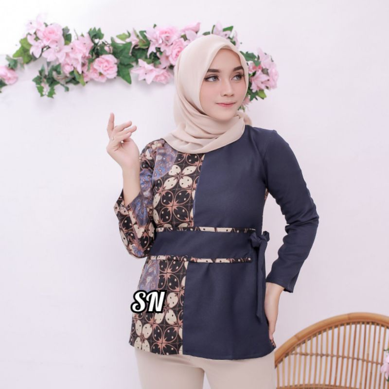 tey-17 Batik Wanita ASJ SA HRB026 Kenogo Kemeja Tosca Pendek-Model 8