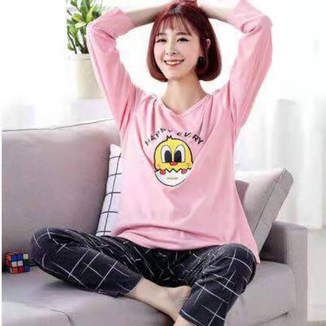 Megasari,baju tidur lengan panjang import