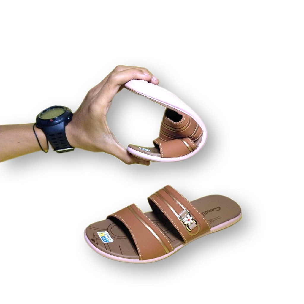 Sandal Wanita Trendy Slop  slip-on Simple Sandal Slop Wanita Sandal Cewek Sandal Turki Terbaru Kekinian Sandal Flat Murah Sendal cewek Perempuan Ukuran 36 37 38 39 40