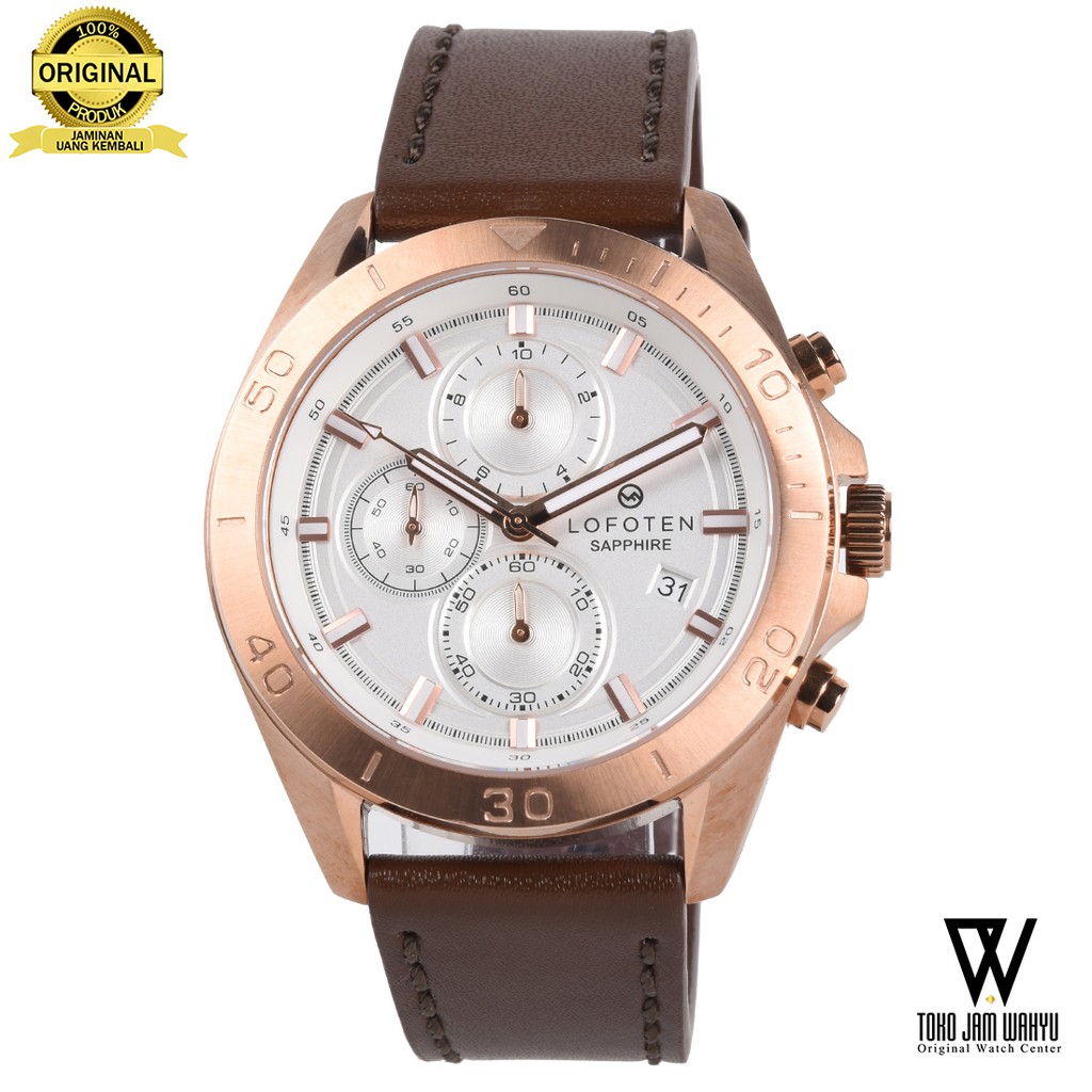 Lofoten Sapphire F6504M B Jam Tangan Pria - Rosegold - Brown Leather Strap