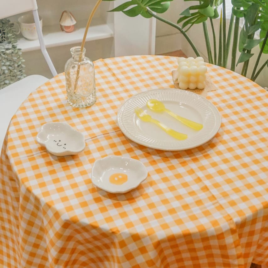 Taplak Meja Motif Gingham Checker Board Kotak-Kotak/Table Runner Aesthetic Korea/Taplak Meja Kain Ka