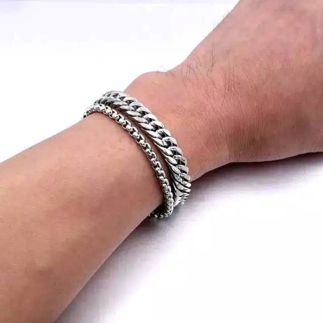Gelang pria titanium asli stainless steel