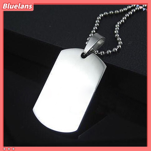 Bluelans Men Women Punk Fashion 316L Stainless Steel Polished Rectangular Dog Tag Necklace