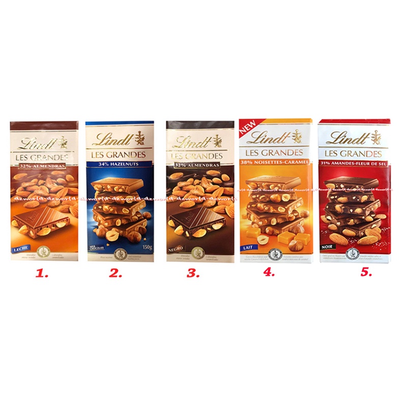 

QH Lindt Les Grandes 100gr Almendras Hazelnut Almendras Caramel Feur Lesche Coklat Kacang Lind Linor