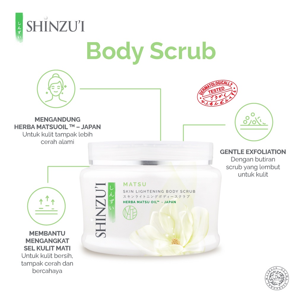 Shinzu'i Skin Lightening Body Scrub | Lulur Badan shinzui Skin Lightening Body Scrub |  SAKURA KIREI MATSU HANA KENSHO MYORI