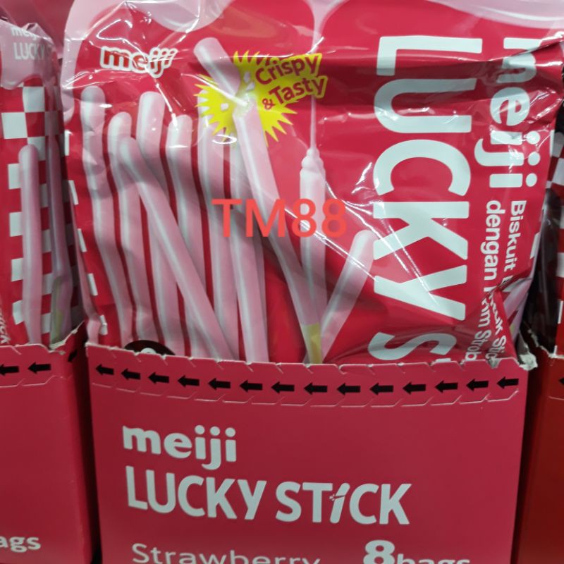 

MEIJI LUCKY STICK STRAWBERRY/BISKUIT BENTUK STICK DENGAN KRIM STROBERRY