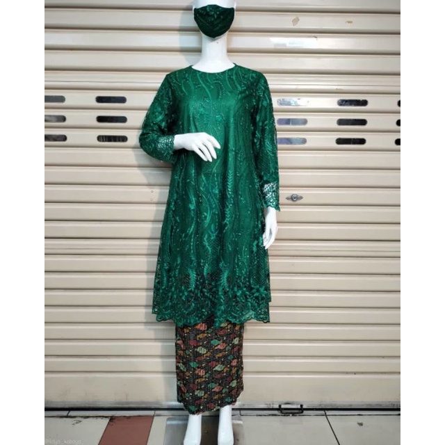 Setelan Kebaya Tunik Jumbo Ld 130 Bahan Full Tulle Mutiara Premium Tebel