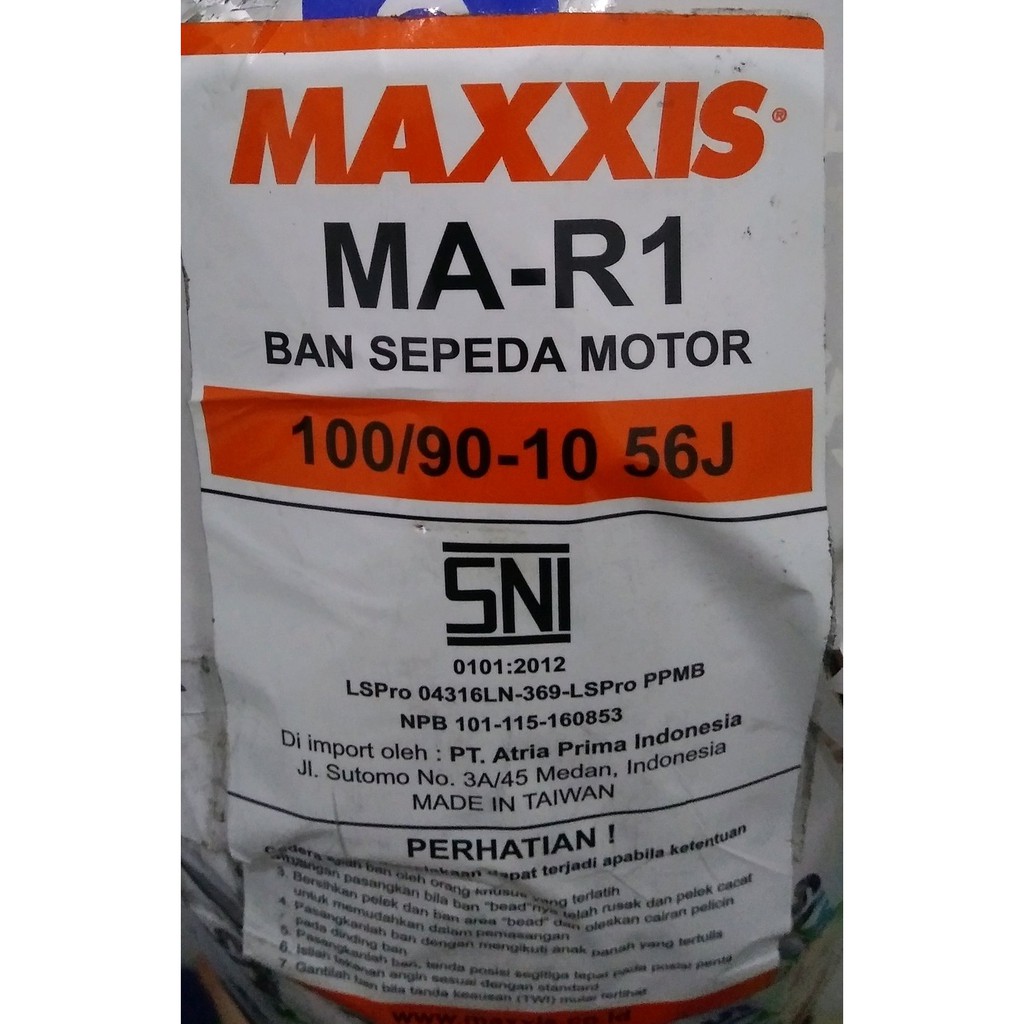 BARU Maxxis 100-90-10 MA R1 ban tubeless vespa klasik