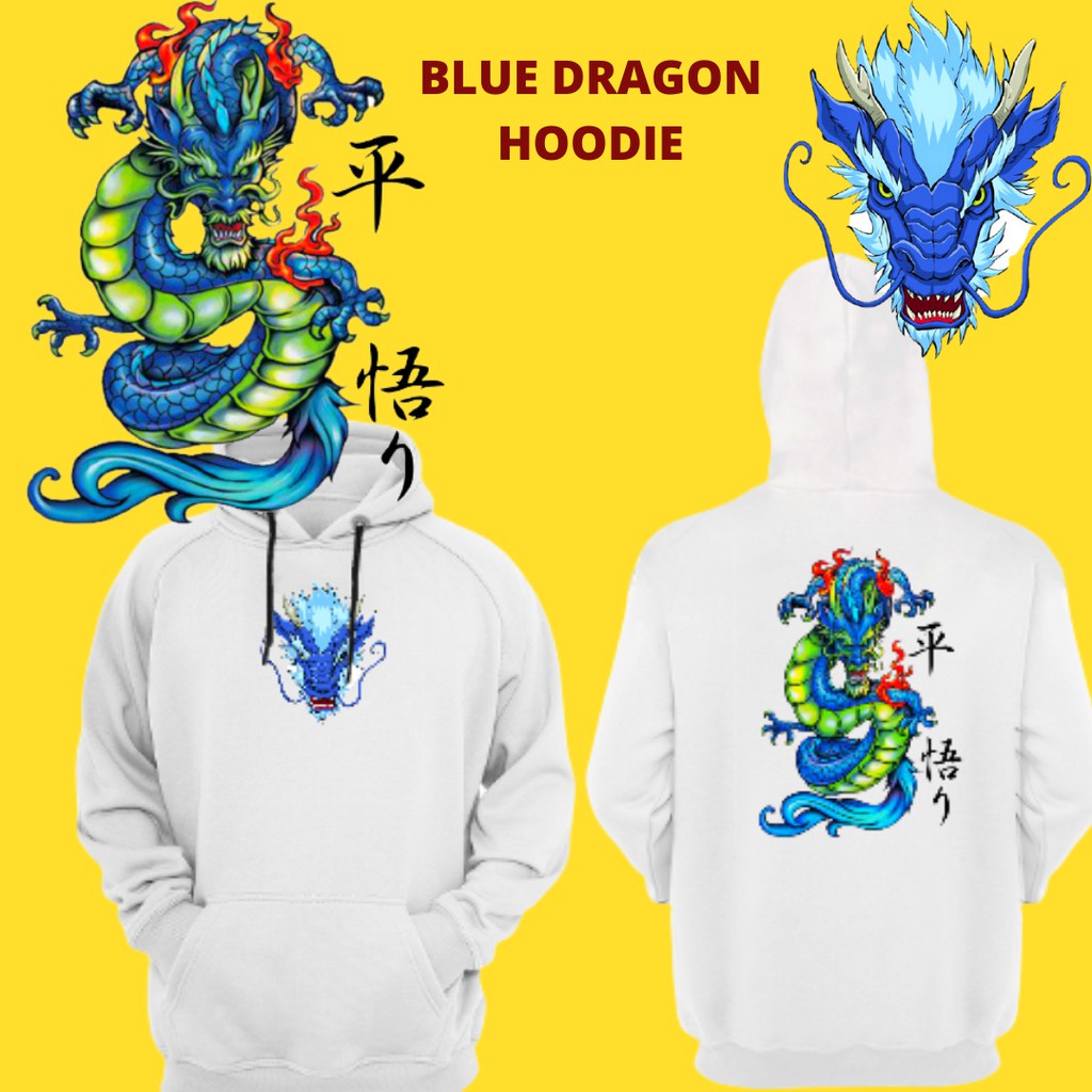 Hoodieku Hoodie Jumper Originals Premium Fleece Logo Pria Wanita blue dragon Jaket Hoodie Japanese