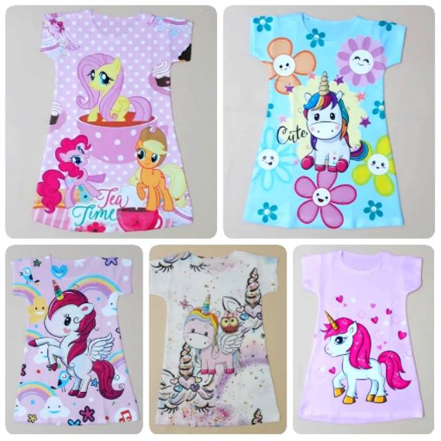 BAJU DRESS ANAK KUDA PONY UNICORN FROZEN SCUBA | Shopee Indonesia