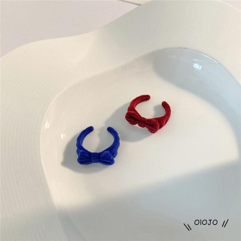【COD】Cincin Pita Beludru Cincin Wanita Model Terbuka Bahan Velvet Bentuk Pita Gaya Vintage Untuk Musim Gugur / Dingin