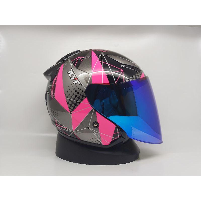 Helm Kyt Galaxy Slide Motif Seri 6 Black Pink Fuxia Kaca Venom