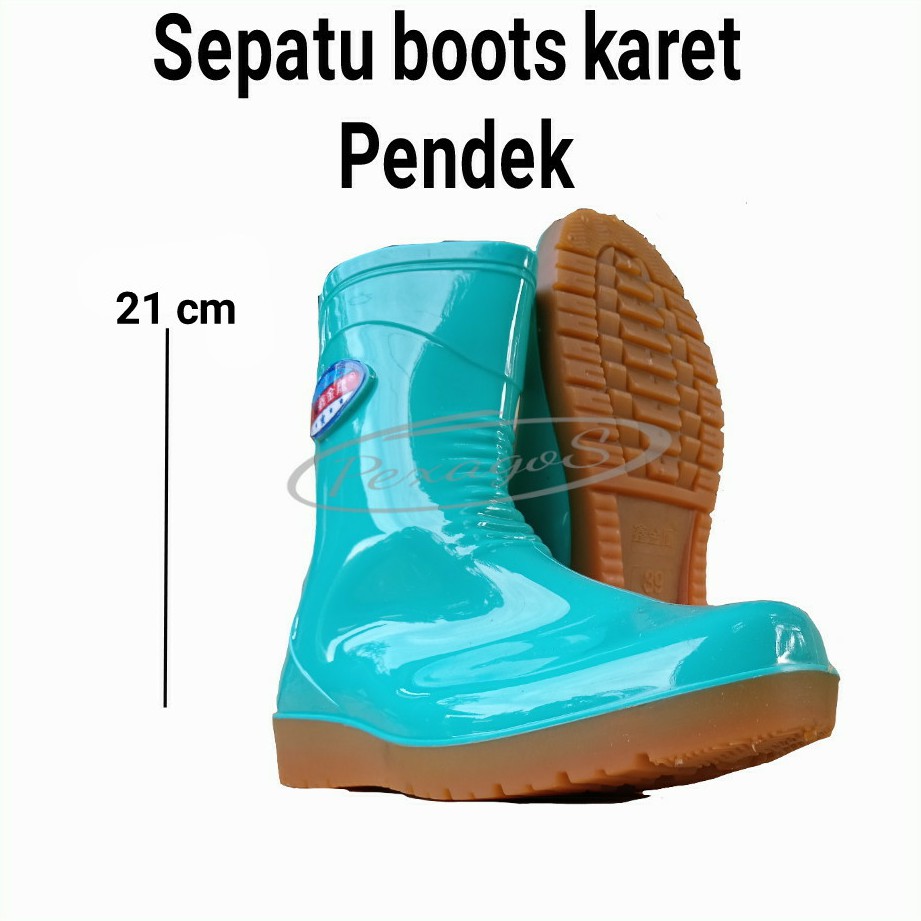 SEPATU AP BOOT PENDEK WANITA SEPATU BOAT KARET PENDEK ANTI AIR SOL TEBAL BOOTS KARET PENDEK (21cm)