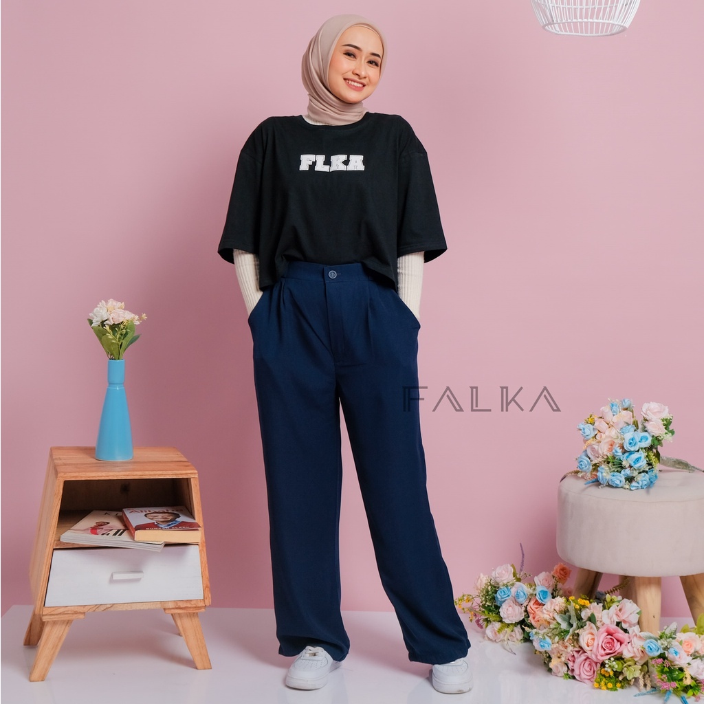 Celana Kulot Loose Pants HW Highwaist Cullote Pants Wanita Wide Leg Kaki Lebar