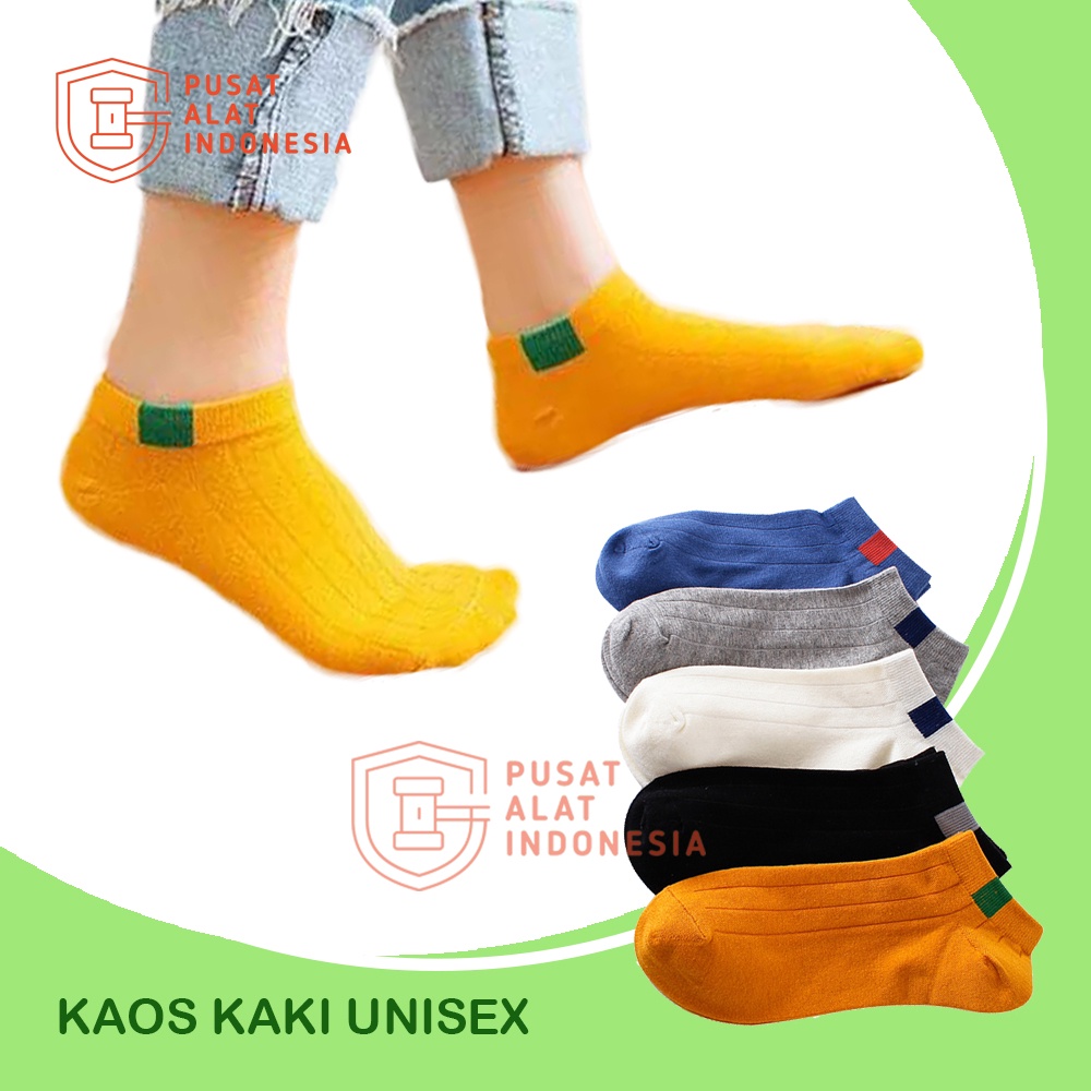 KAOS KAKI PENDEK POLOS ANKLE SHOCK UNISEX 2 WARNA U213 GARIS SEMATA KAKI PRIA WANITA