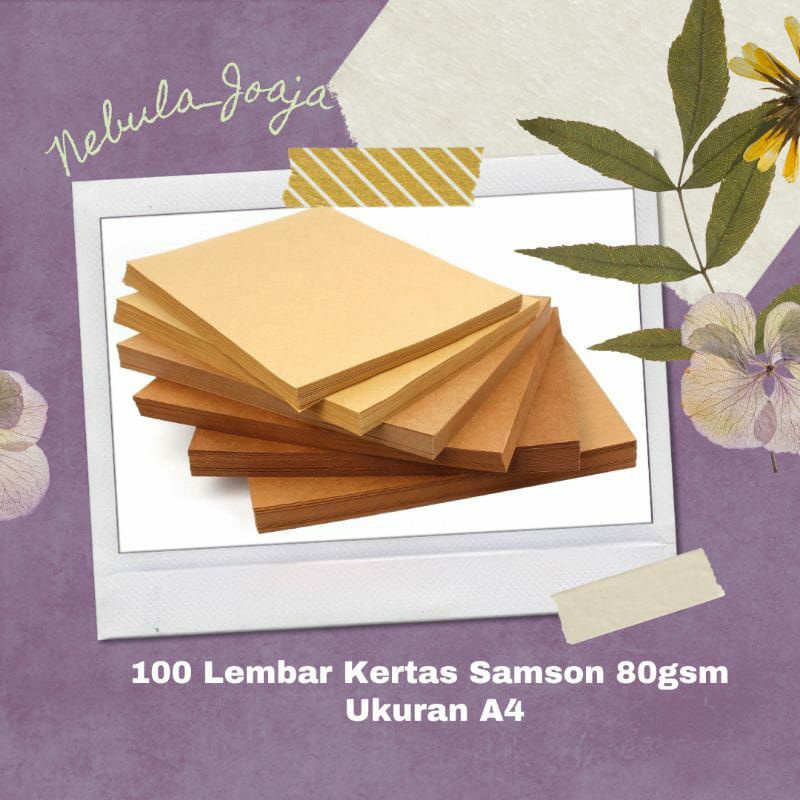 100 Lembar Kertas Samson Warna Coklat 80 gsm, Ukuran A4  kertas Packing Craft Wrapping
