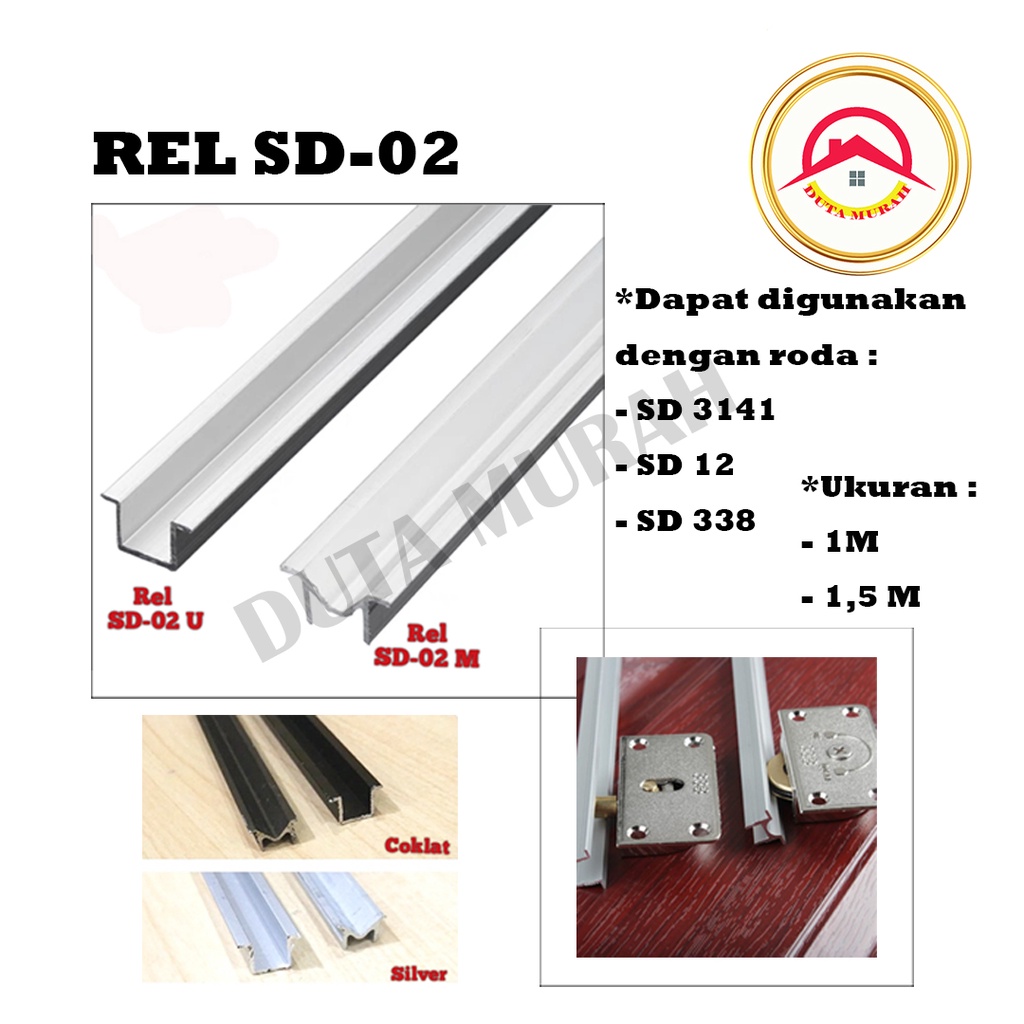 Rel Sliding U dan M Pintu Lemari Geser U V / UM UV Pasangan Roda 338/ 3141 / SD 12