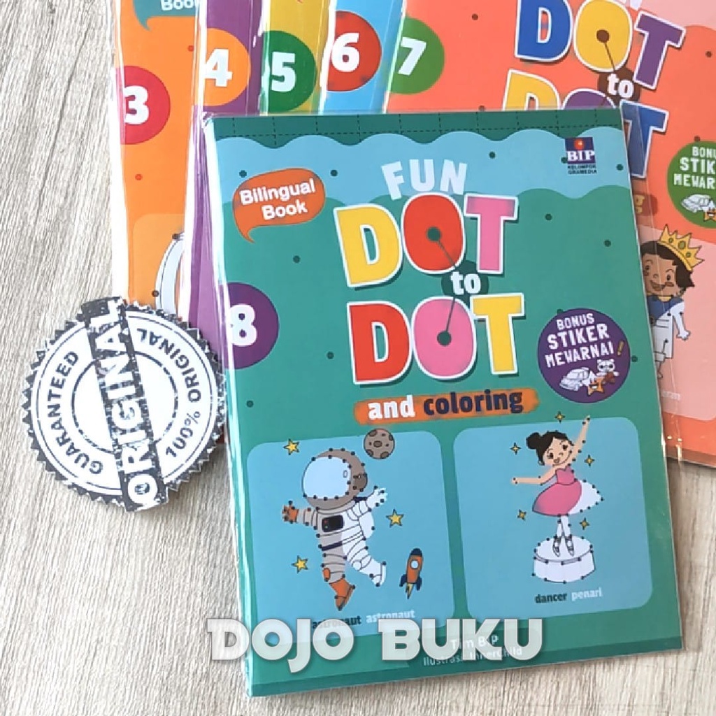 Buku Seri Fun Dot To Dot &amp; Coloring - Bonus Stiker Mewarnai BIP