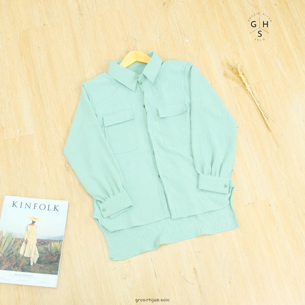 (AMD) KEMEJA ANGGITA BLOUSE ATASAN WANITA SHIRT-K ANGGITA MATCHA