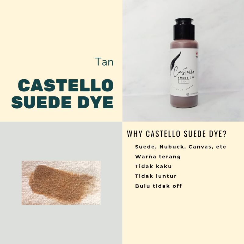 Castello Suede Dye TAN cat tas sepatu suede nubuck kanvas