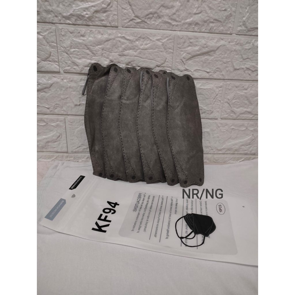 Masker KF94 model korea 4ply isi 10pcs Masker tali senada Murah Abu Abu