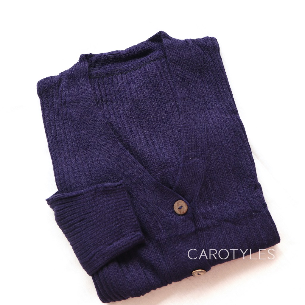 CARDIGAN CROP RAJUT KARDIGAN CARDY RAJUT CROP TOP KOREA FASHION OUTER OUTWEAR WANITA CEWEK PEREMPUAN-CROP NAVY