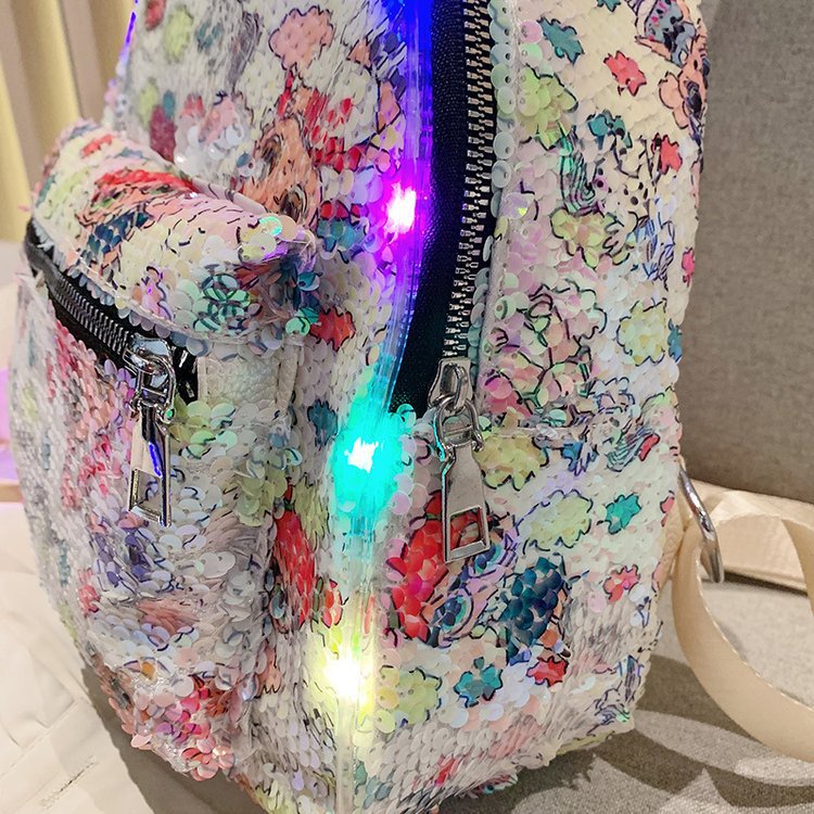 Tas Ransel Wanita Telinga Kelinci Lampu LED Lucu