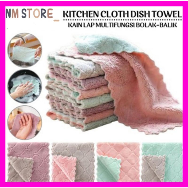 Kain Lap Cuci Piring Anti Minyak Serbaguna Bahan Microfiber Kain Lap Serap Air