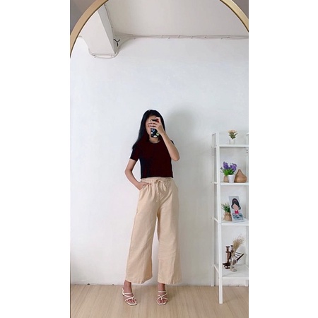 BEFAST - ZFS OOTD Wanita Kulot FIFI / WIDE LINEN KULOT / Pakaian Kulot Kasual / Celana Panjang Kulot Modis / Celana Panjang Casual Wanita / Kulot Kekiniaan Wanita Remaja / Fashion Wanita Kerja / Celana Kulot Banyak Warna / Terlaris