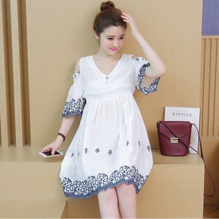 Dress Hamil Korea Bordir/Katun