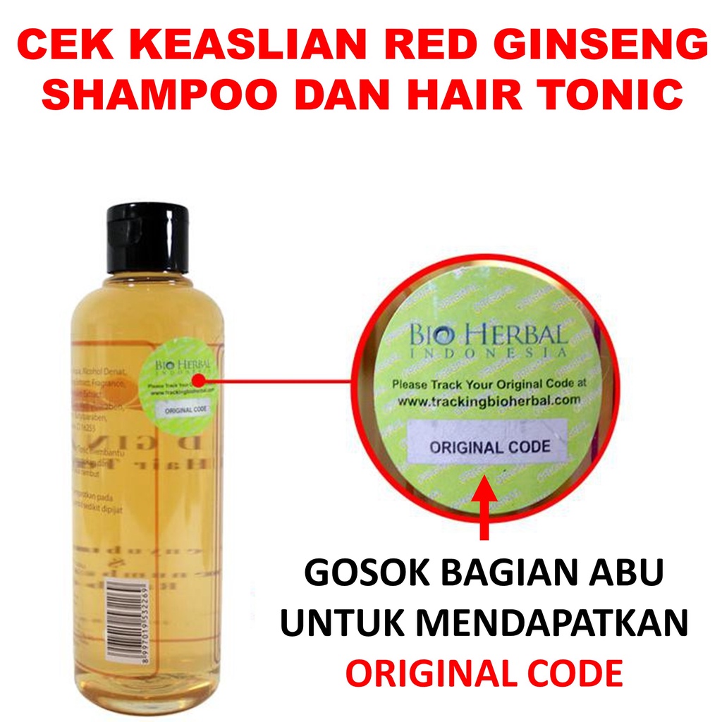 Paket Shampoo Rambut Rontok Dan Hair Tonic Rambut Rontok Penyubur Rambut Rontok Red Ginseng B6Q