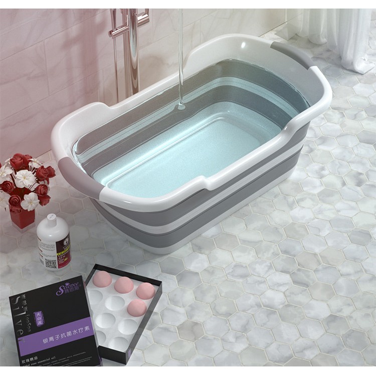 Bak Mandi Bayi Lipat Foldable Baby Bathtub 60 x 40CM - ZD009 - Gray
